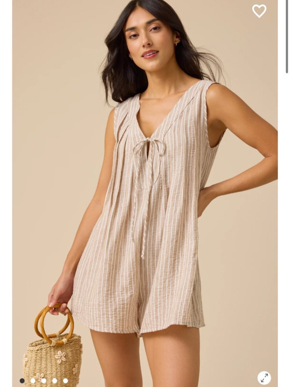 Altar'd State Beige Striped Sleeveless Romper